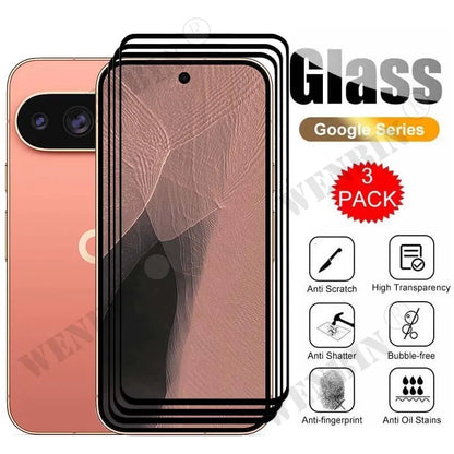 3 Pcs Tempered Glass For Google Pixel 11 Pro XL 10 9 8 Pro 10A Curved Full Cover Screen Protector