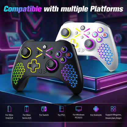 Turpow RGB Gamepad For Xbox One Controller,Xbox Seris S/X Dual Vibra 6Axis Gyroscope Wireless Game Xbox Console