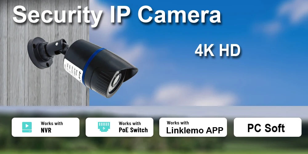 JIENUO 4K Poe Camera Outdoor Onvif Waterproof IP Security Night Vision Video Audio 4MP 5MP 8MP Bullet HD Home Cam Surveillance
