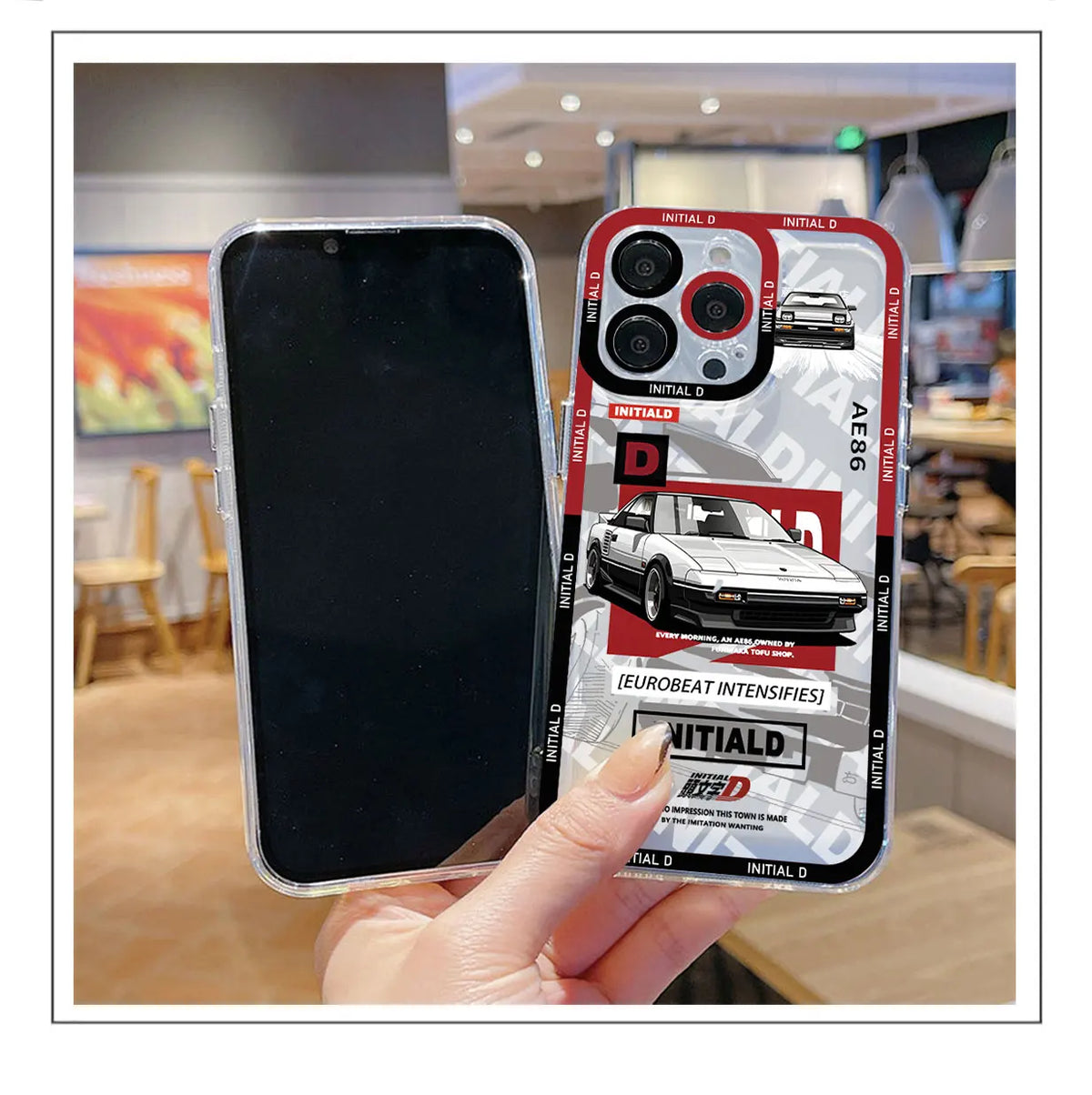 Anime Initial D AE86 Phone Case For iPhone 15 14 13 12 11 Mini Pro Max X XR XSMax 6S 6 7 8 Plus SE20 Transparent Cover