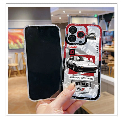 Anime Initial D AE86 Phone Case For iPhone 15 14 13 12 11 Mini Pro Max X XR XSMax 6S 6 7 8 Plus SE20 Transparent Cover
