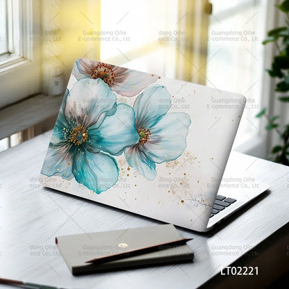 2PCS Scenery Oil Painting Laptop Stickers Set Flower Art Waterproof PVC Decals MacBook Traditional Ink Style Computer Skin