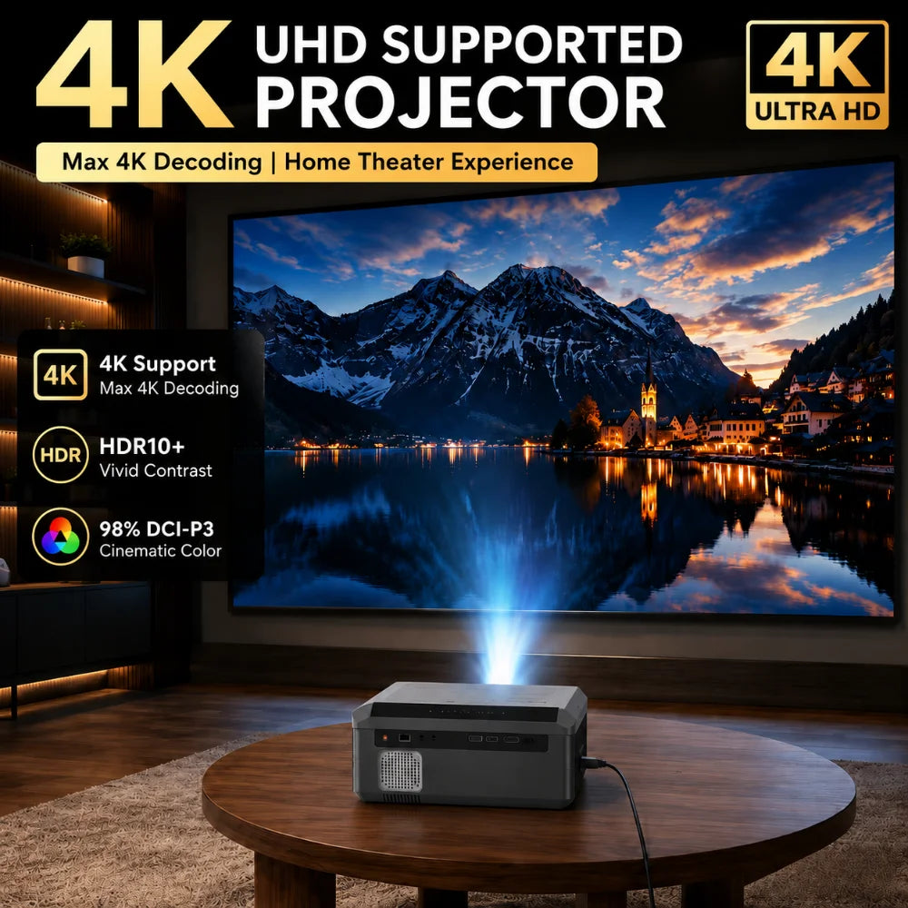 CAIWEI A10R Google TV 4K Projector 4000 ANSI Full HD 1080P Android 14 Home Theater for Movies Auto Focus Portable Projector Beam
