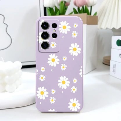 Daisy Petals Phone Case For Samsung Galaxy S25 S24 S23 S22 S21 S20 S10 S10E Ultra Plus FE Note 20 Ultra Plus Cover
