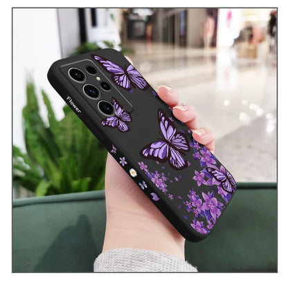 Dreamy Butterfly Phone Case For Samsung Galaxy S25 S24 S23 S22 S21 S20 Ultra FE S10 S10E Plus Note 20 Ultra Silicone Cover