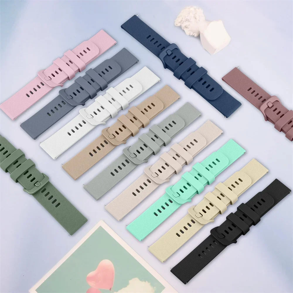 18mm/20mm/22mm Silicone straps For Amazfit GTS 4/3/2/2e/4 Mini/GTR 4/3/3 Pro/2/2e Sport Bracelet Amazfit bip 6-5-3/u/s/pro band