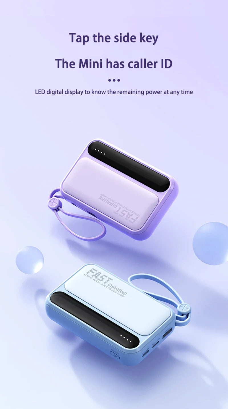 Lenovo CCC Mini Power Bank 500000mAh 4 Built in Cables Fast Charging Large Capacity Portable External Battery For iPhone Xiaomi