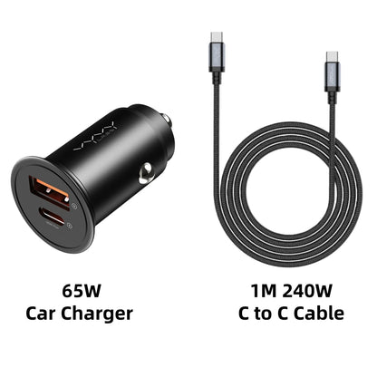 Vyvylabs 65W Car Charger Zinc Alloy Mini USB-A Type-C Fast Charging Adapter DC12V-24V Car Max 65W for iPhone 17 Samsung Huawei