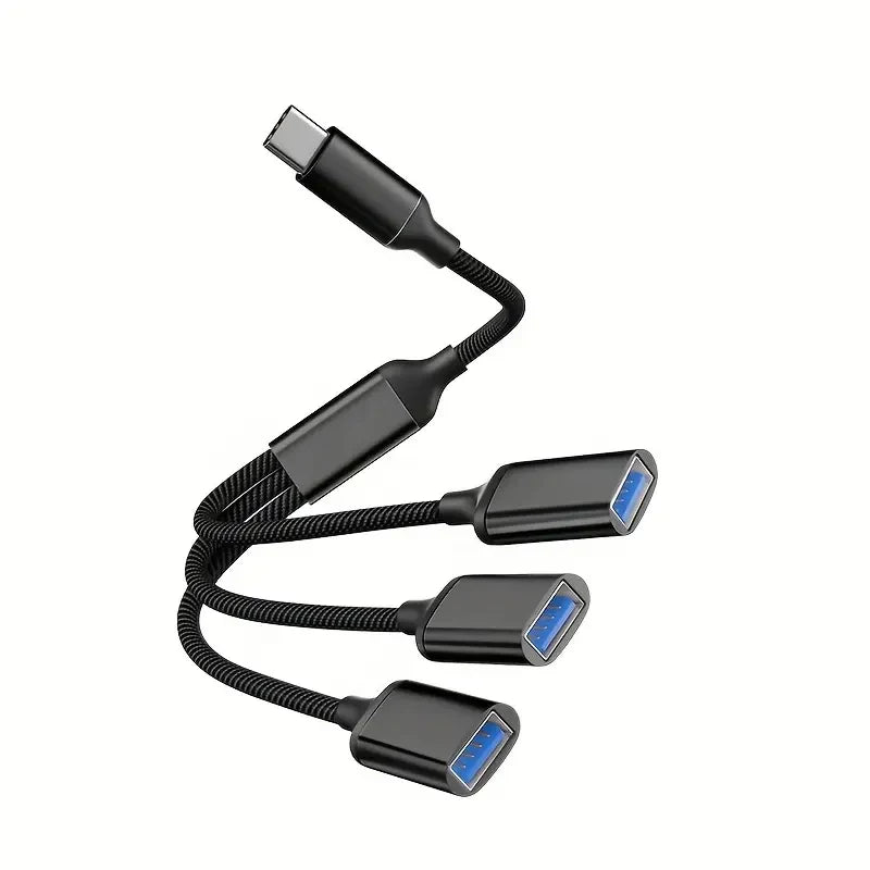 USB Splitter Cable 1 in 3 Out, USB-A Expansion Hub, Multi USB Port Expansion Converter for Car, Laptop, PC/Computer, Keyboard/Mo