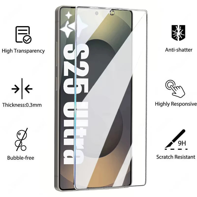 1-3PCS Fingerprint Unlock Screen Protector For Samsung Galaxy S25 Ultra S24 FE S22 Plus S25 Edge S23 S24 Ultra 9H Tempered Glass