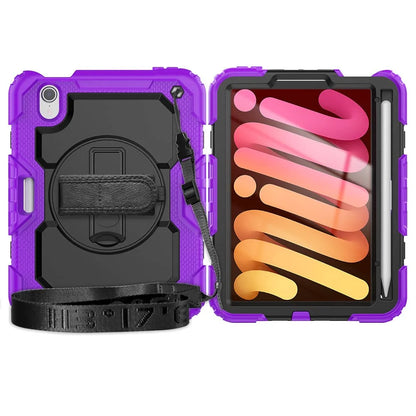 Case for iPad Mini 7 (A17 Pro)2024/ Mini 6 8.3'' with Screen Protector Pencil Holder [360 Rotating Hand Strap] &Stand Shockproof