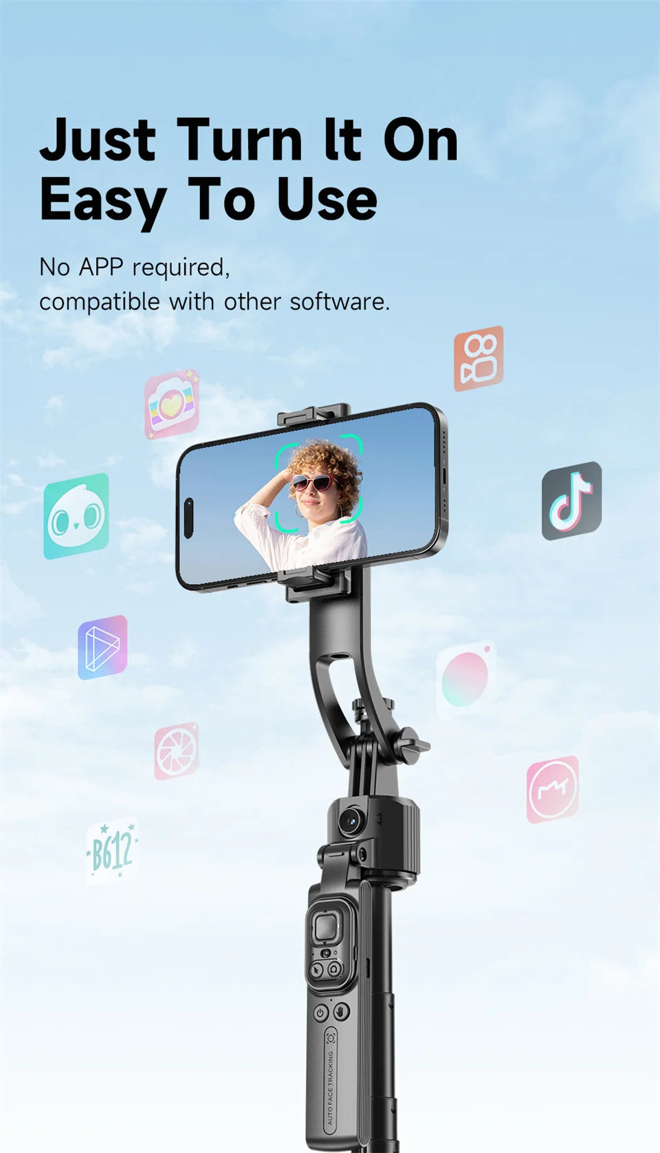 FANGTUOSI 360 Rotation Gimbal Stabilizer ,Selfie Stick Tripod for Smartphone Camera With Bluetooth shutter Stabilizer for Live