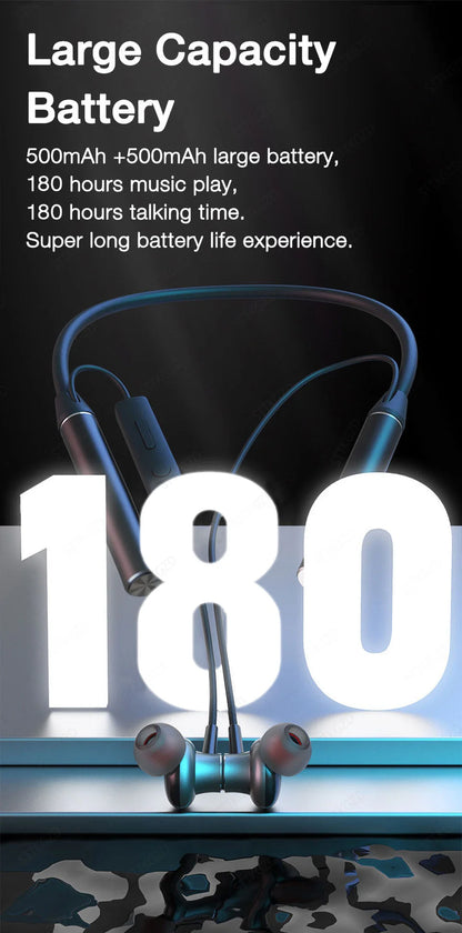 Wireless Headphones Neckband Bluetooth Earphone 180 Hours Long Battery With Microphone High Quality Headset For Sport