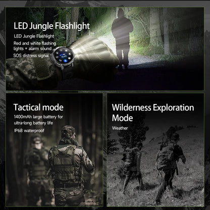 LIGE New 1400mAh Battery Smart Watch Men BT Call Waterproof Heart Rate Monitor Flashlight & SOS Red Light Sports Smartwatch Men