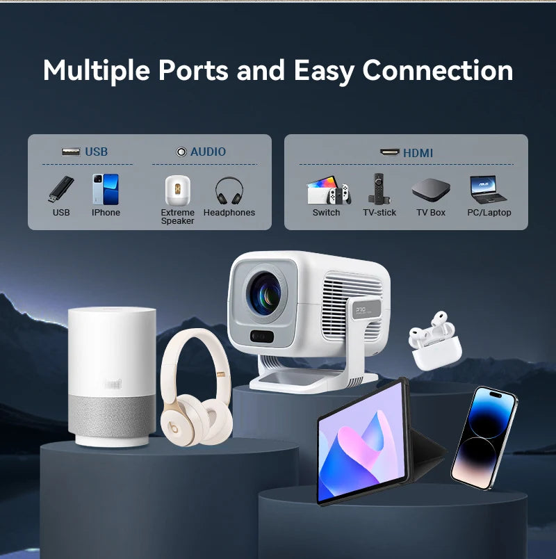 2026 Huaweishi X3 Plus Projector Android 4K Native Portable 1080P Auto Focus Video Home Cinema Outdoor HD LED HY320 Projetor