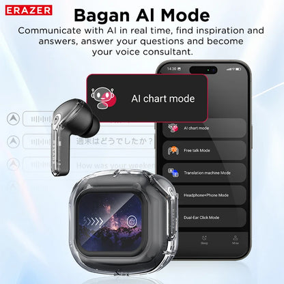 Low Latency Earphones ERAZER XP16 Wireless Earbuds AI Translation High-definition LCD Display For Music Sports Gaming Office