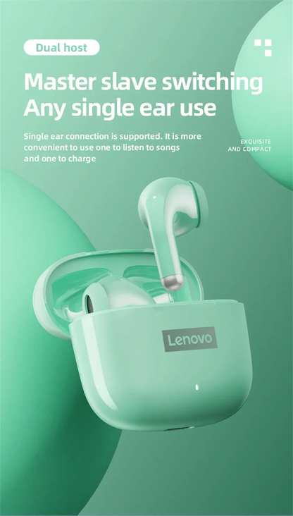 Lenovo LP40 Pro Wireless Earbuds Bluetooth 5.1 25H Playtime USB-C Fast Charge Deep Bass Touch Control IPX5 Sport Headphones
