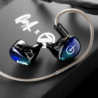 New QoA X 7th Acoustics Ryusei Headphone Single Nano Gold Plated Dynamic Driver In Ear Earphones With HiFi Earbuds Cable Plug