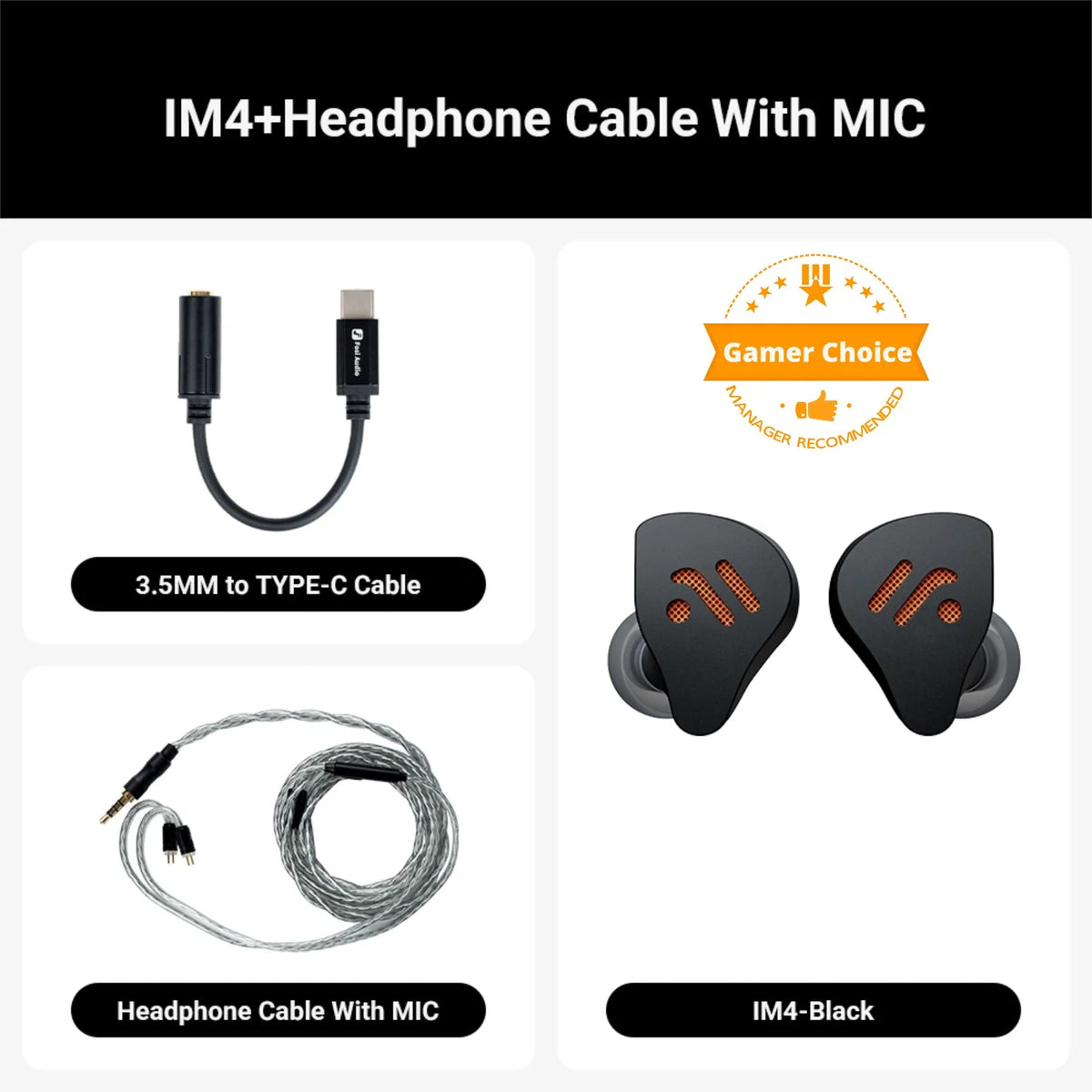 Fosi Audio IM4 Hifi Wired Earphones Open-Back Dynamic Drivers IEM Headphones For Music Monitoring Gaming Earbuds