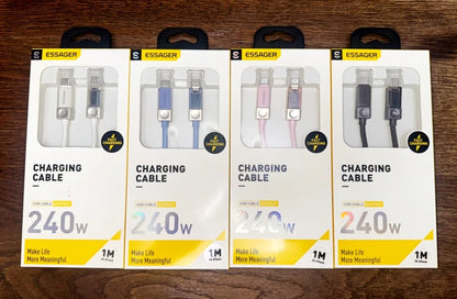 Essager 240W USB C Cable for iPhone 18 17 16 Plus Pro Max Macbook iPad Supercharge Fast Charger Type C Cable for Xiaomi Samsung