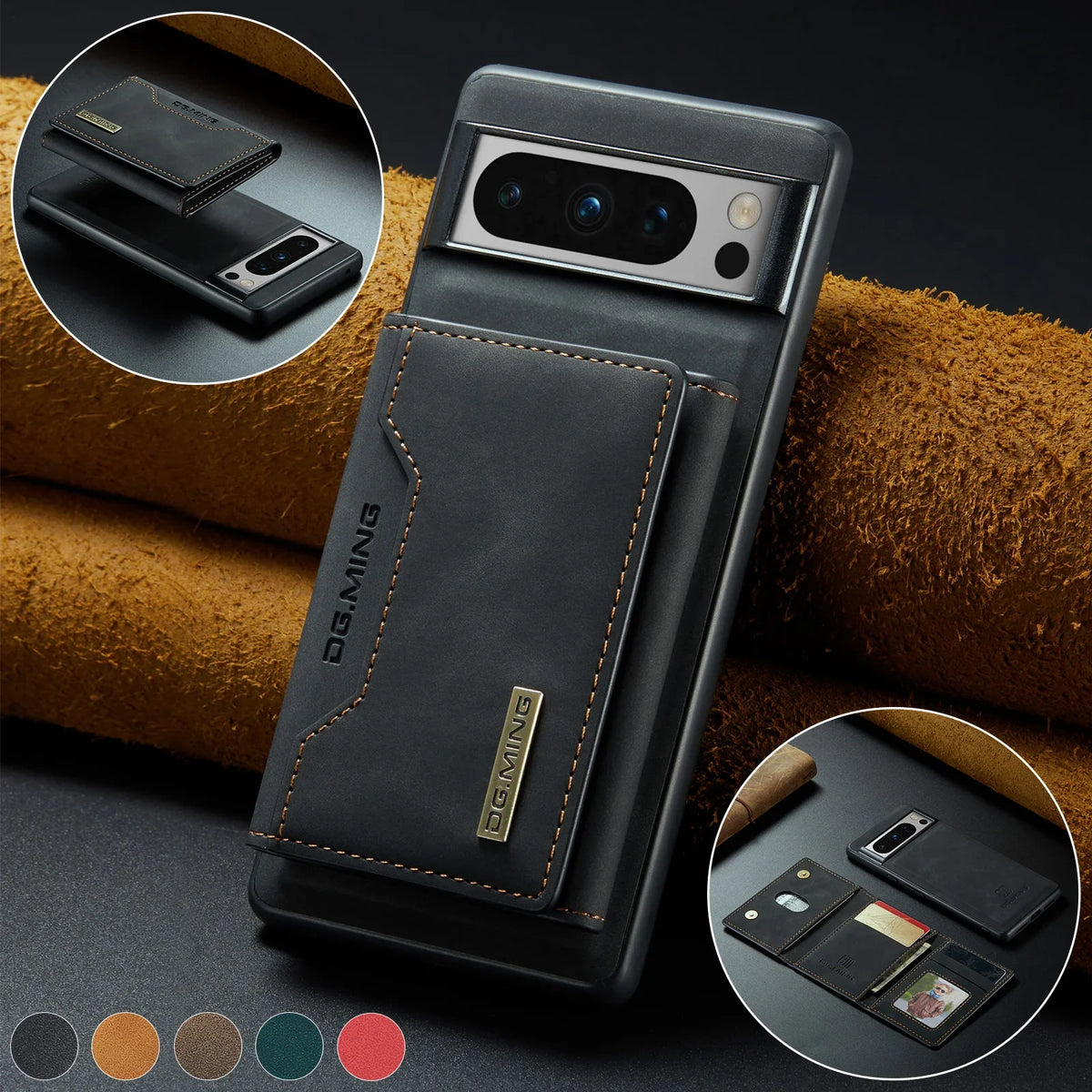 Luxury Magnetic Leather Wallet Case for Google Pixel 9 Pro 8 7 7A 6 6A Fold Pixel9 XL Pixel7 Kickstand Credit Card Holder Cover