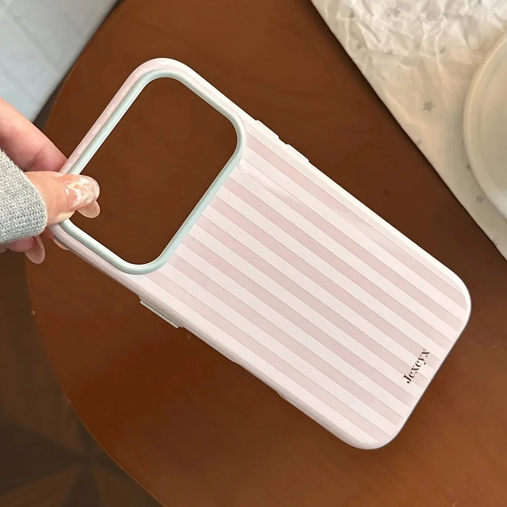 Luxury Korean Fashion Stripes Candy Color Soft Phone Case for iPhone 17 Pro 16 15 14 13 12 Pro Max 16E Shockproof Silicone Cover