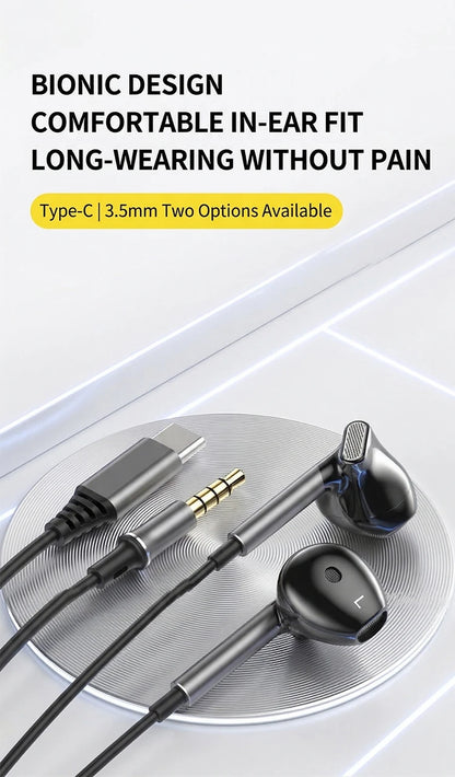 For Samsung Earphones HiFi Surround Sound With Mic Volume Control Type C 3.5mm Music Wired Headphones For Galaxy S26 S25 S24 S23