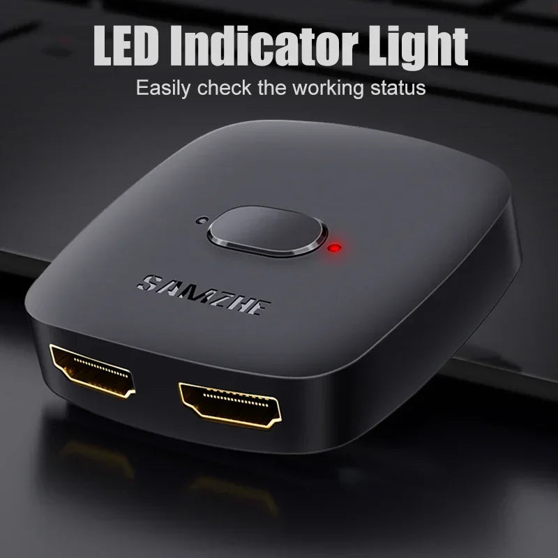 SAMZHE HDMI-compatible Splitter 4K HDMI-compatible Switch Bi-Direction Adapter HDMI Switcher 2 in 1 out for Laptop PC