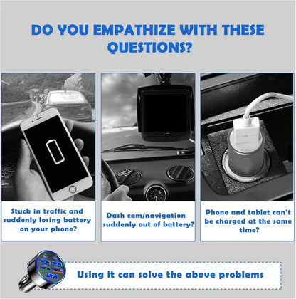 4 Port USB Car Charger Super Fast Charging Adapter For iPhone 17 16 For Samsung For Xiaomi Android Mobile Phones Car Charger