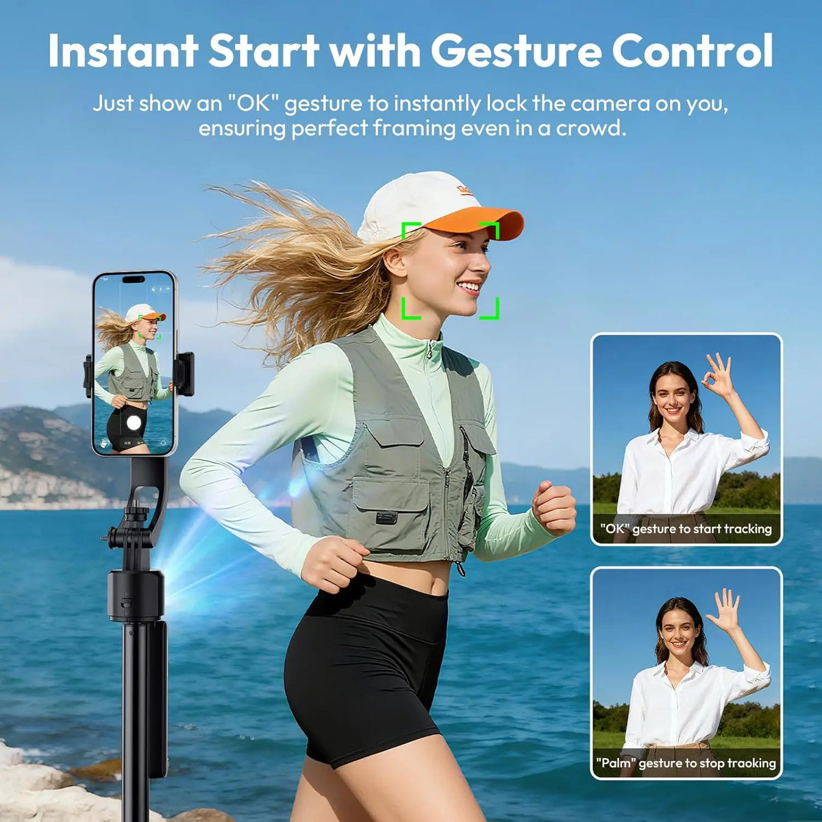 Ulanzi TT23 360° Auto-Tracking Selfie Stick Tripod Compact Foldable With Gesture Control Bluetooth Smart Face Tracking Tools