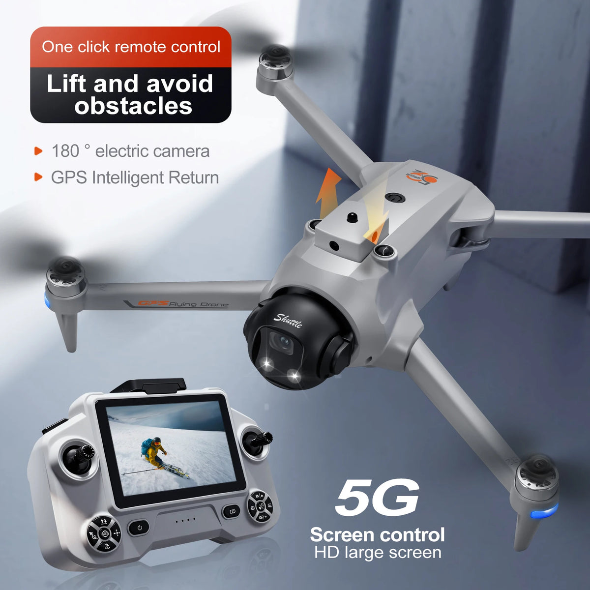 ZNLYRION YL059 GPS Foldable Drone With Large Screen Remote 180 Electric Adjustable Camera All Round Obstacle Avoidance Brushless Motor 5G FPV RC Quadcopter