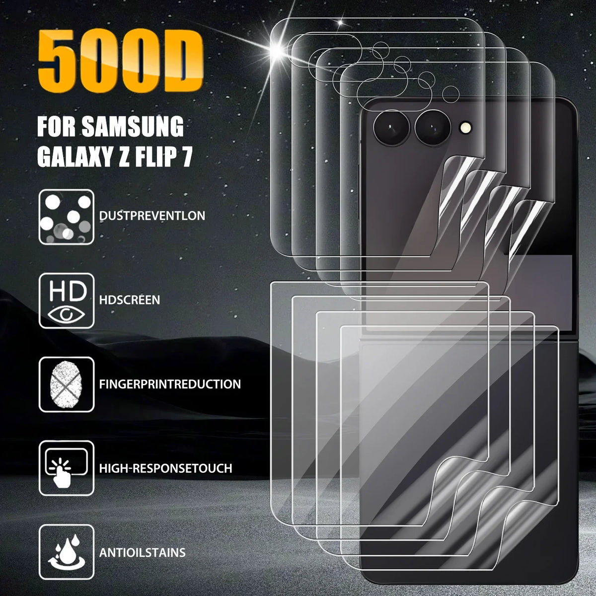 Anti-scratch Screen Protector For Samsung Galaxy Z Flip 7 6 5 Flip7 Flip6 Flip5 Protective Soft Hydrogel Film For ZFlip7 ZFlip6