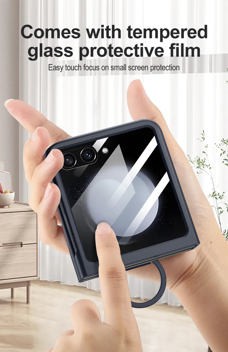 Hot Skin Feel Glass Case for Samsung Galaxy Z Flip 7 FE 6 5 5G Fold Business Fashion Cover Anti-knock Cases for Flip5 Flip6
