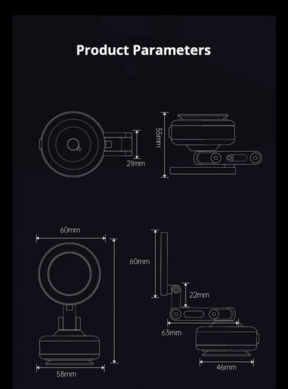 Magnetic Vacuum Adsorption Car Mount Mobile Phone Holder Foldable 360 Degree Rotation Aluminum Alloy Suitable for Smartphones