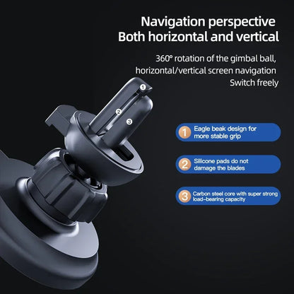 VIKEFON Magnetic Car Wireless Charger + Ring For iPhone 12 13 14 15 Pro Max Air Vent Car Phone Holder Stand Fast Car Charging