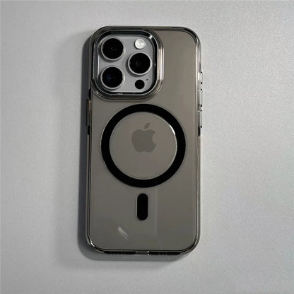 Transparent Wireless Charging for Magsafe Case for iPhone 18Pro 17 16 17Pro Max Alloy Lens Clear Shockproof Hard Armor Cover