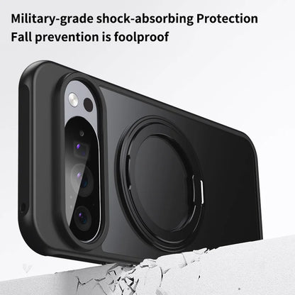 Transparent Phone Case for Google Pixel 10 Pro XL 9A 8A Protective Case Magnetic Rotate Bracket MagSafe Shock Proof Cover