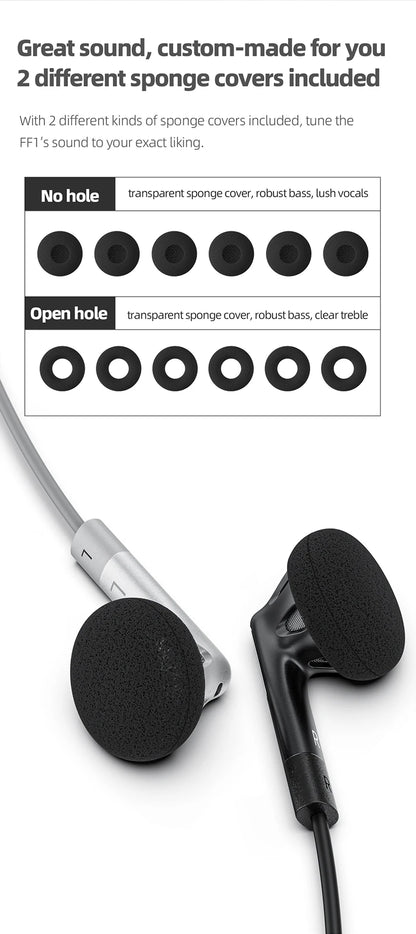 FiiO FF1 3.5mm HIFI Music Wired Bass Earbud 14.2mm Dynamic HD Microphone Earphone for Gaming Meeting Video