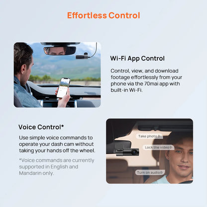 70mai M310 Plus 2K 1440P Dash Cam 143°FOV f/1.55 Large Aperture Smart Voice Control 24H Parking Guard Night Vision Car Camera