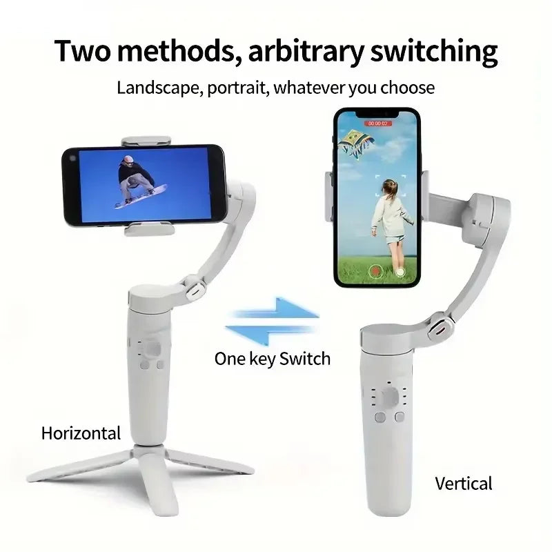 3-Axis Gimbal Handheld Self Stabilizer with Tripod Selfie Stick Vlog CellPhone Video Recorder for iPhone 17 Smartphone Mobile
