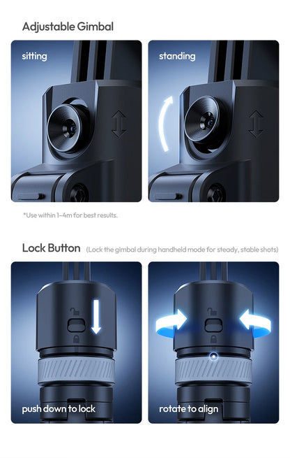 Ulanzi TT23 360° Auto-Tracking Selfie Stick Tripod Compact Foldable With Gesture Control Bluetooth Smart Face Tracking Tools