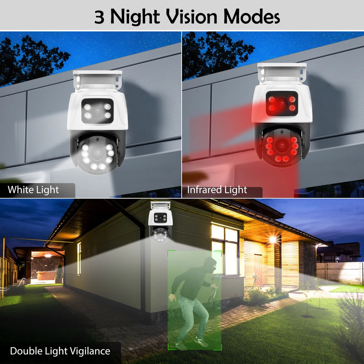Gadinan 6MP Dual Lens PTZ POE IP Camera Outdoor Home Video Security Surveillance Motion Detection CCTV Support Onvif XMEye iCSee