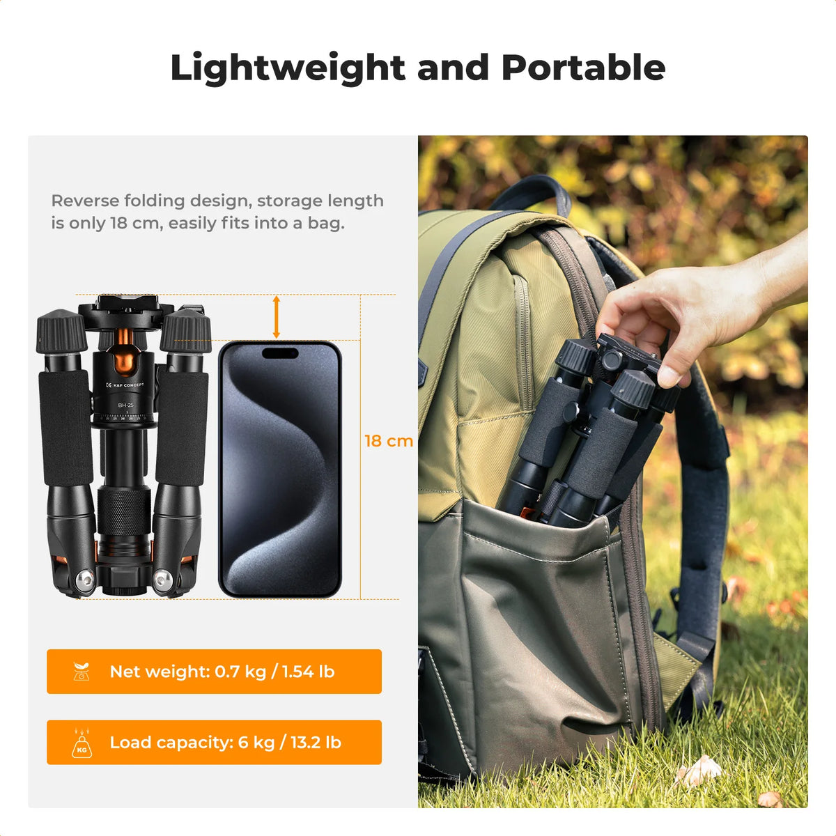 K&F CONCEPT 52cm Desktop Mini Tripod for Camera Compact Tripod 360° Low Profile Ball Head 1/4'' Screw for Camera Video Camcorder