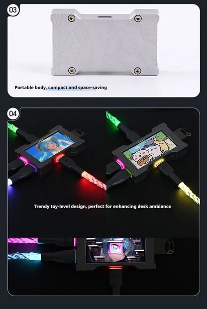 HMLAB ZNEO Gaming USB Hub - 2-to-3 Port, 8K Hz, Independent Power, With Screen, Trendy for Gaming Ambience Desk Setup