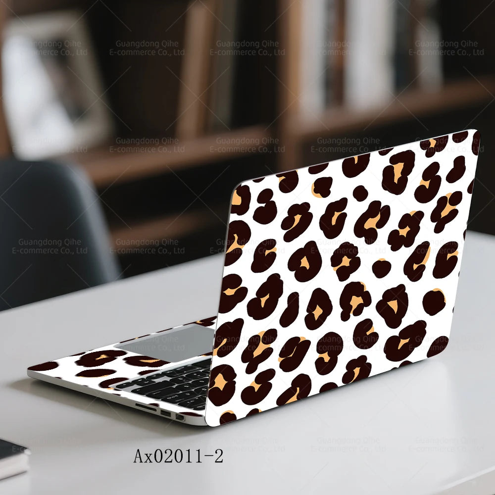 2 pcs Aesthetic Light Leopard Laptop Stickers Set Self-Adhesive Removable Laptop Covers for MacBook Notebook Protective Skins