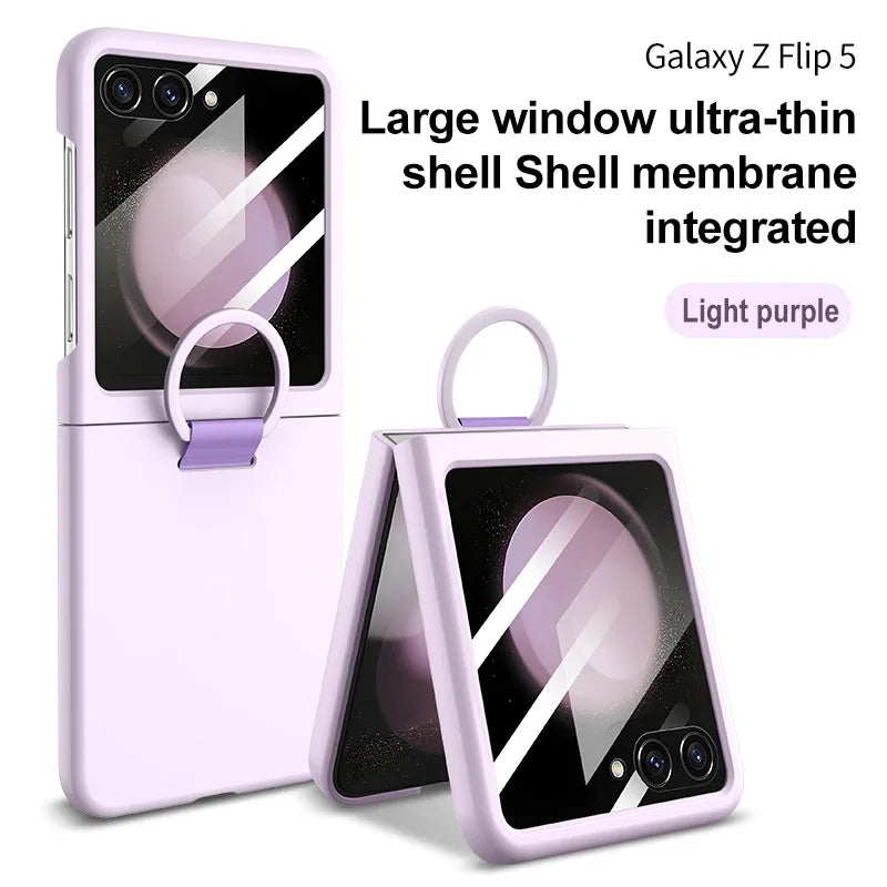 Hot Skin Feel Glass Case for Samsung Galaxy Z Flip 7 FE 6 5 5G Fold Business Fashion Cover Anti-knock Cases for Flip5 Flip6