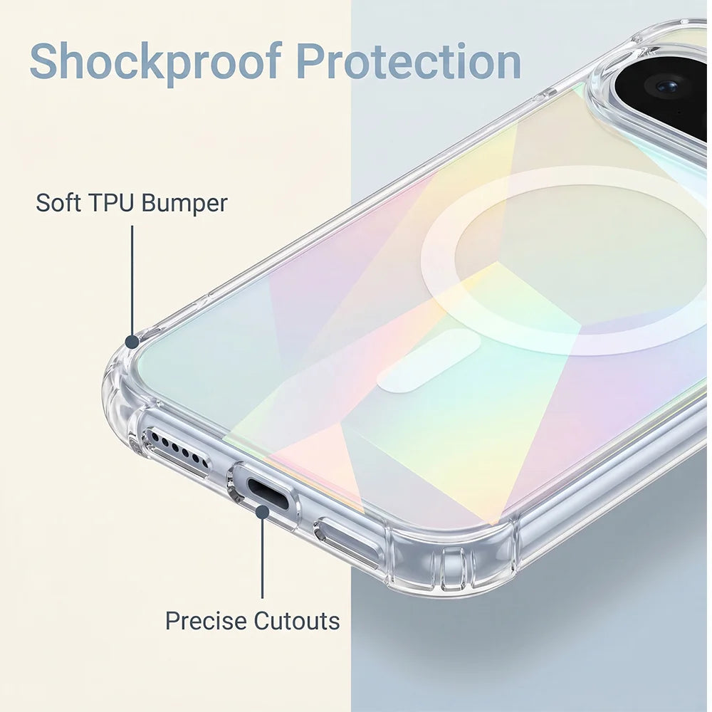 Clear Rainbow Magnetic Phone Case For Google Pixel 11 10 9 Pro XL A For Magsafe Wireless Charge Shockproof Bumper Tough Cover
