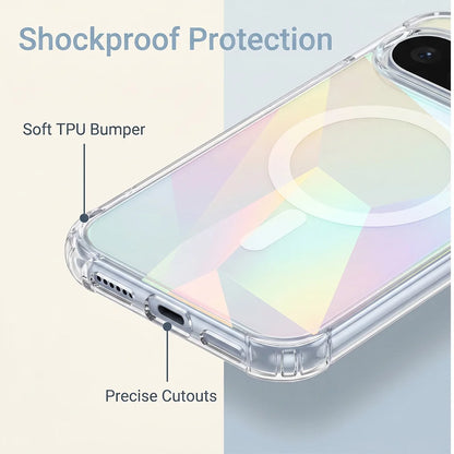 Clear Rainbow Magnetic Phone Case For Google Pixel 11 10 9 Pro XL A For Magsafe Wireless Charge Shockproof Bumper Tough Cover