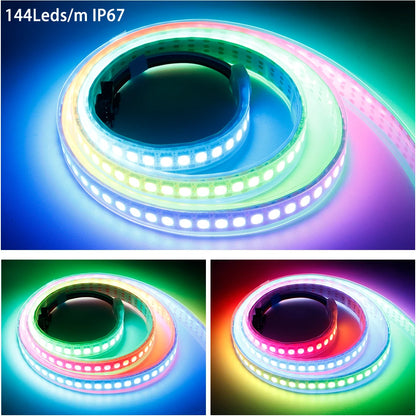 WS2811 WS2812B WS2813 WS2815 30/60/144Pixels/Leds/m 5050 RGBIC Smart LED Strip WS2812 Individually Addressable IC Light DC5V/12V