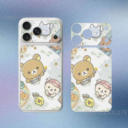 Cute R-Rilakkuma Bear For iPhone 17 Pro 17 Pro Max Full Body Back Cover Decal Skin 3D Colorful Rear Protective Sticker Film